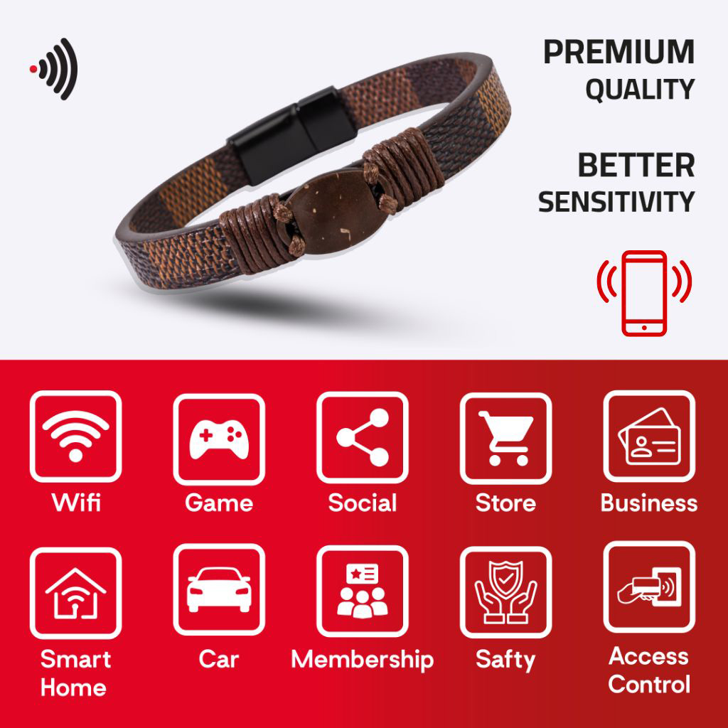 WiCard Classic Brown Slim NFC Bracelet
