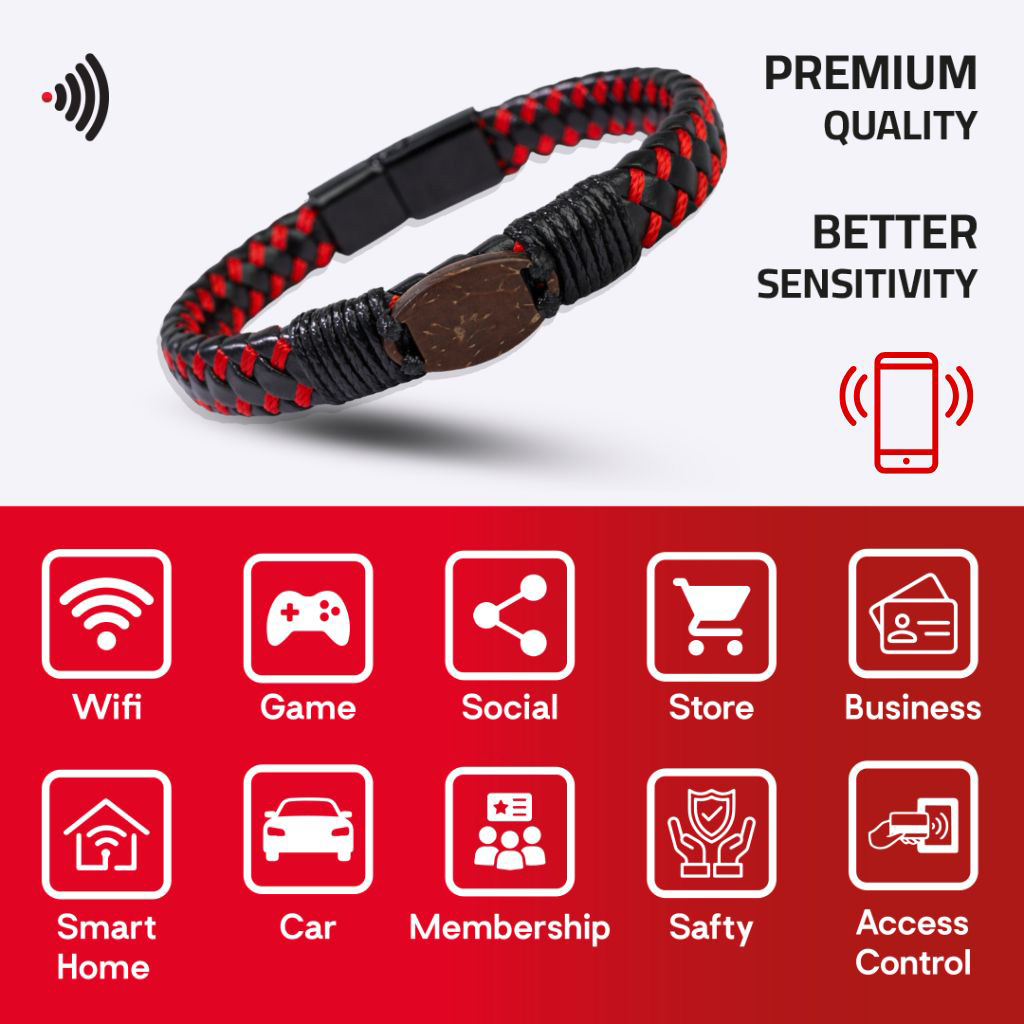 WiCard Red Black Fusion NFC Bracelet