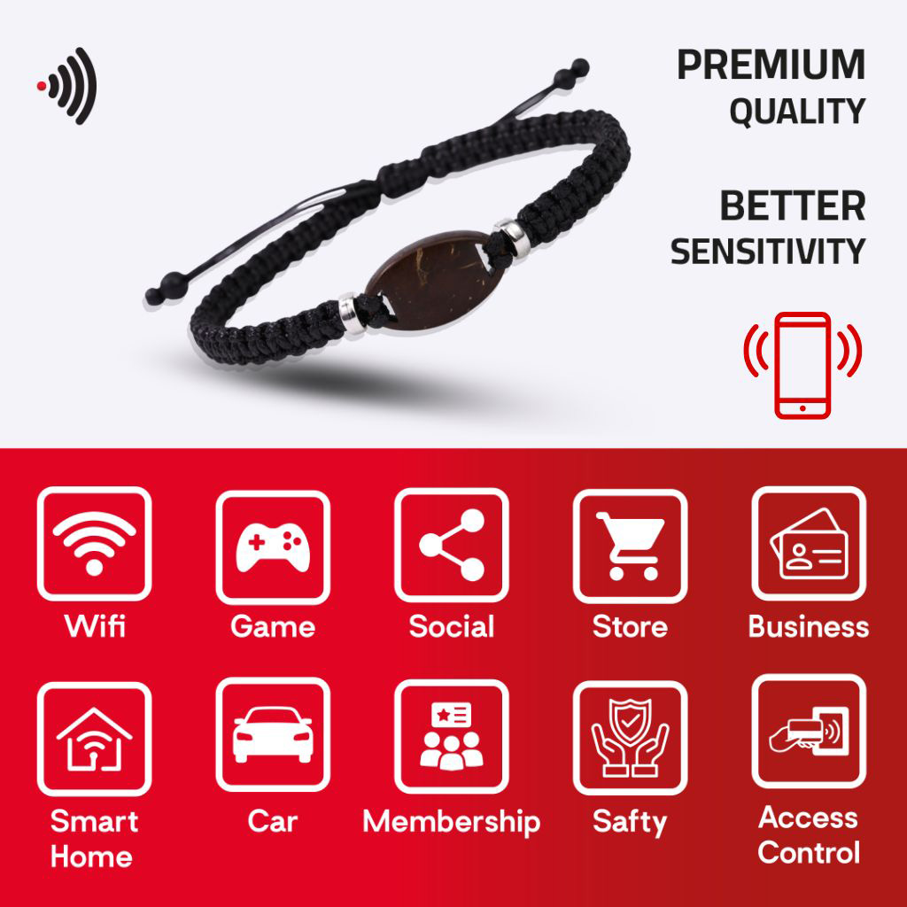 WiCard Black Cord Pro NFC Bracelet