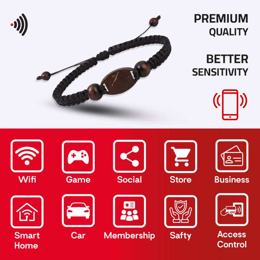 WiCard Brown Bead NFC Bracelet