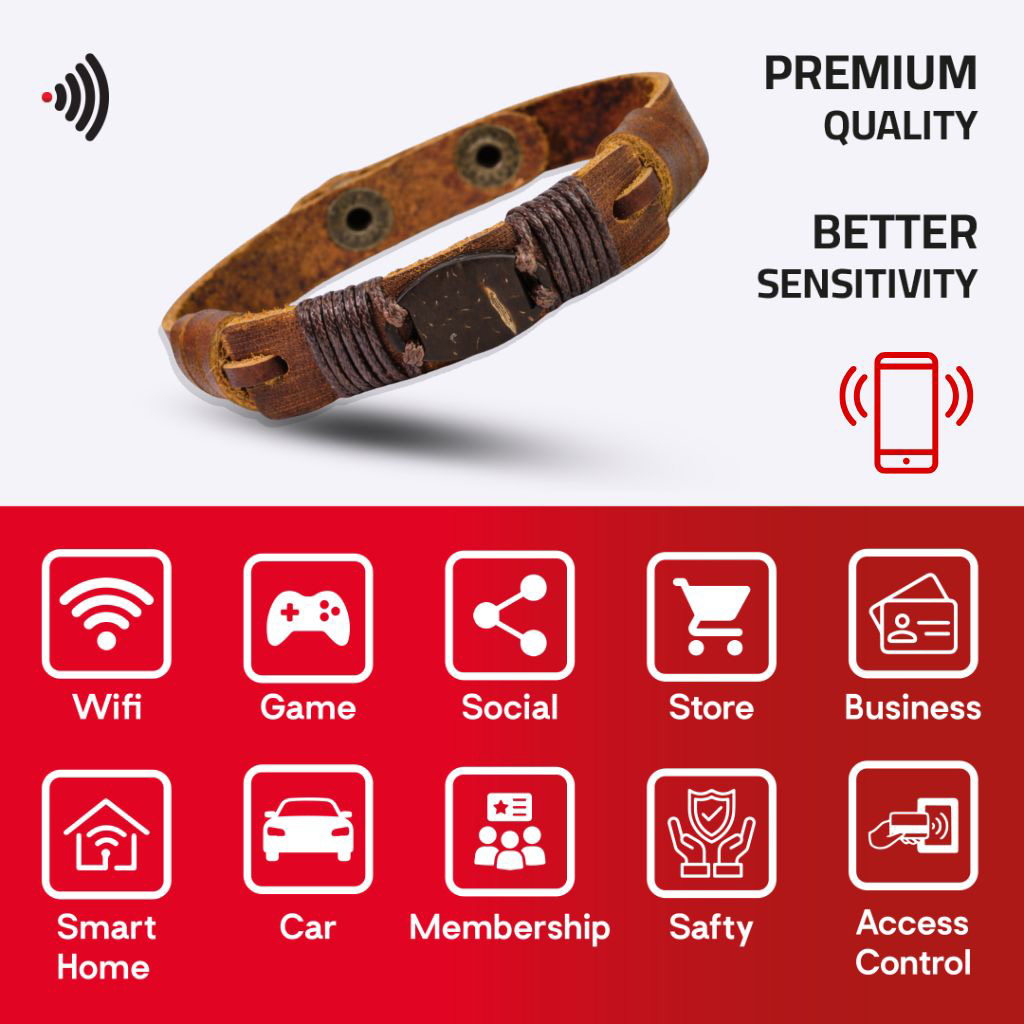 WiCard Vintage Brown Leather NFC Bracelet