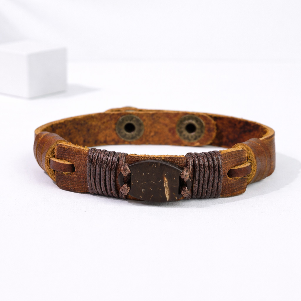 WiCard Vintage Brown Leather NFC Bracelet