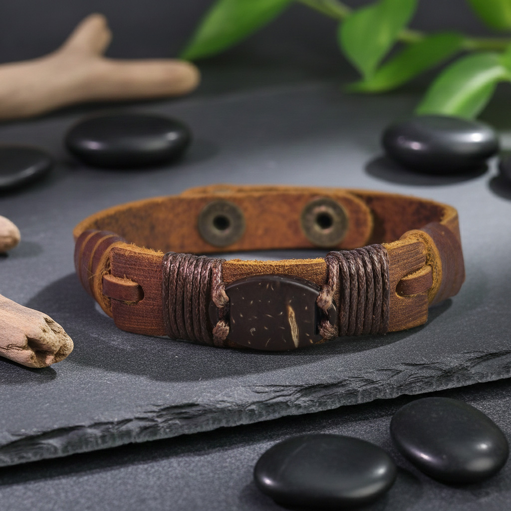 WiCard Vintage Brown Leather NFC Bracelet