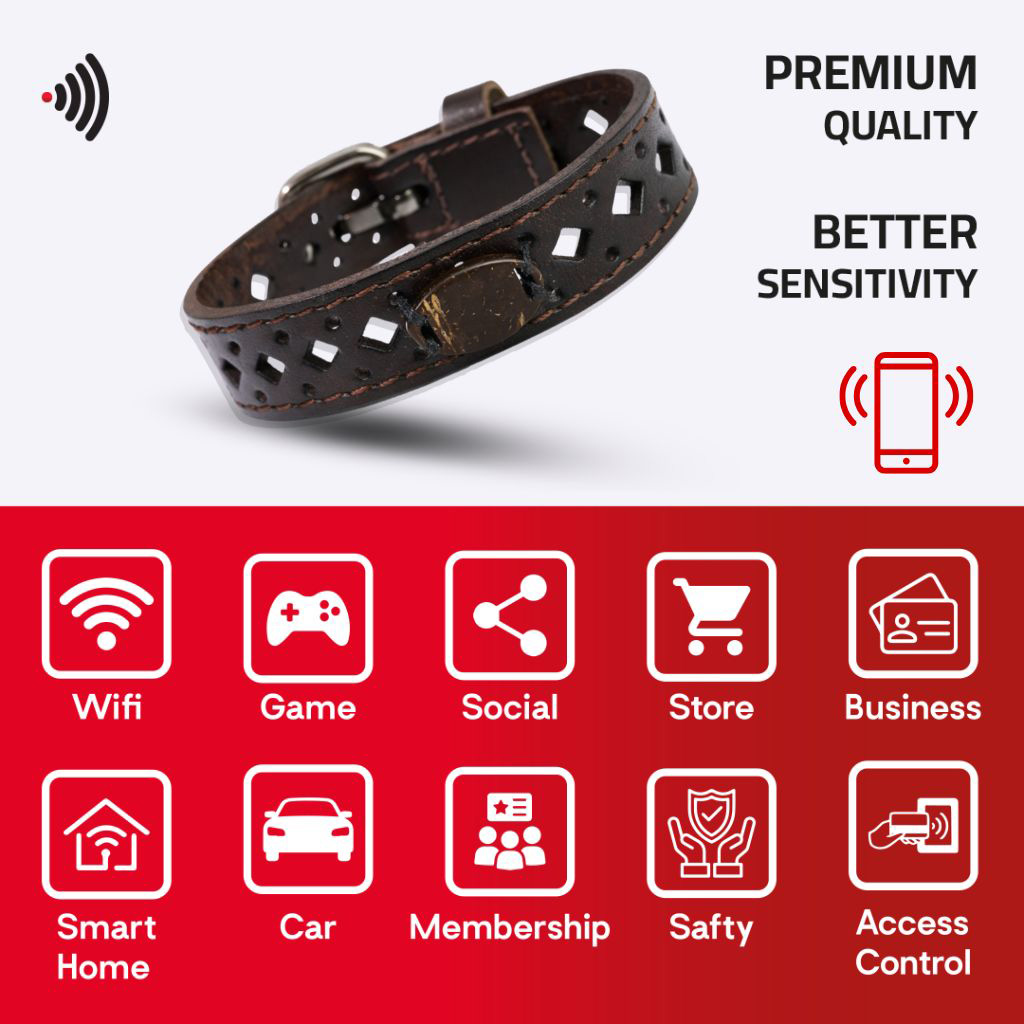 WiCard Studded Brown NFC Bracelet