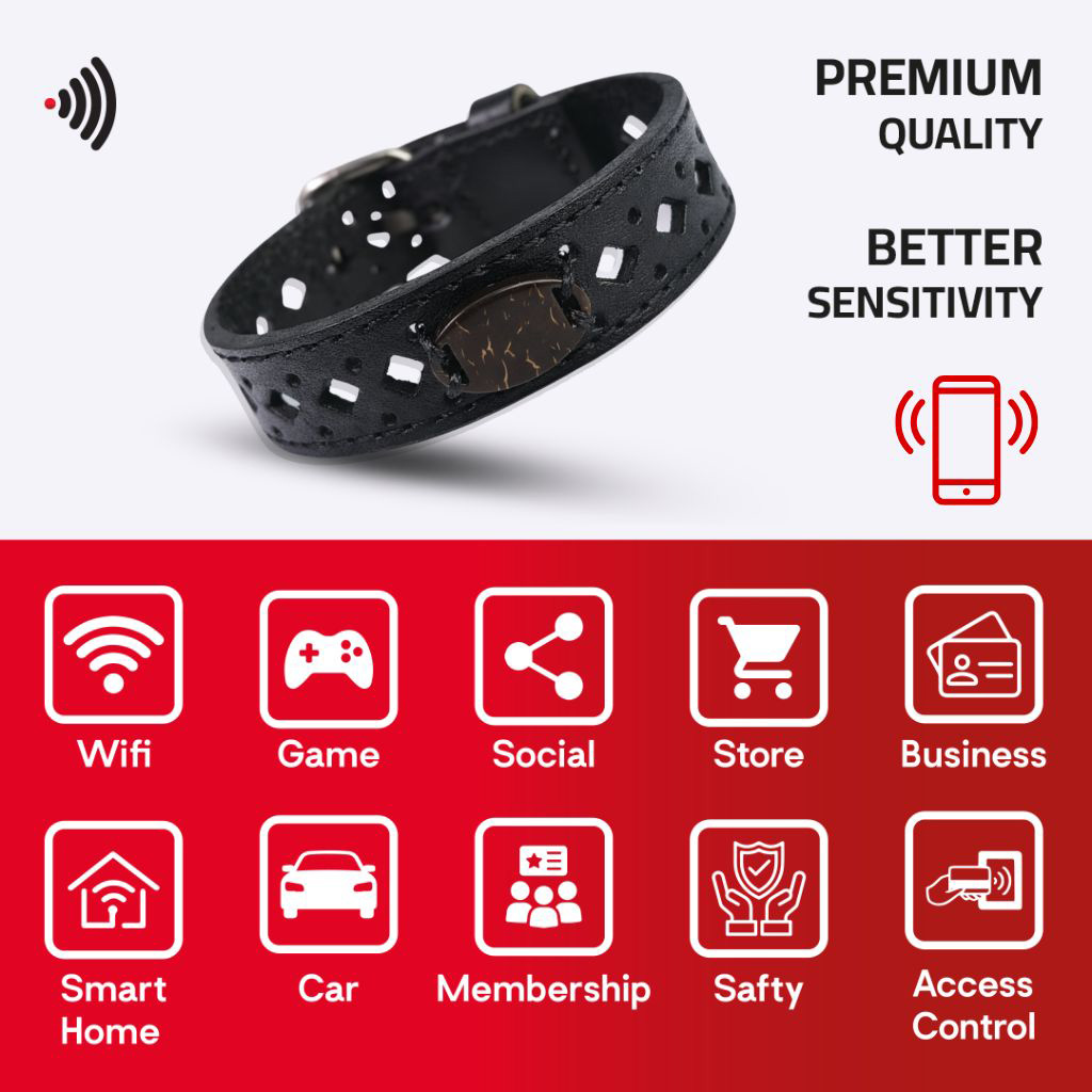 WiCard Studded Black NFC Bracelet