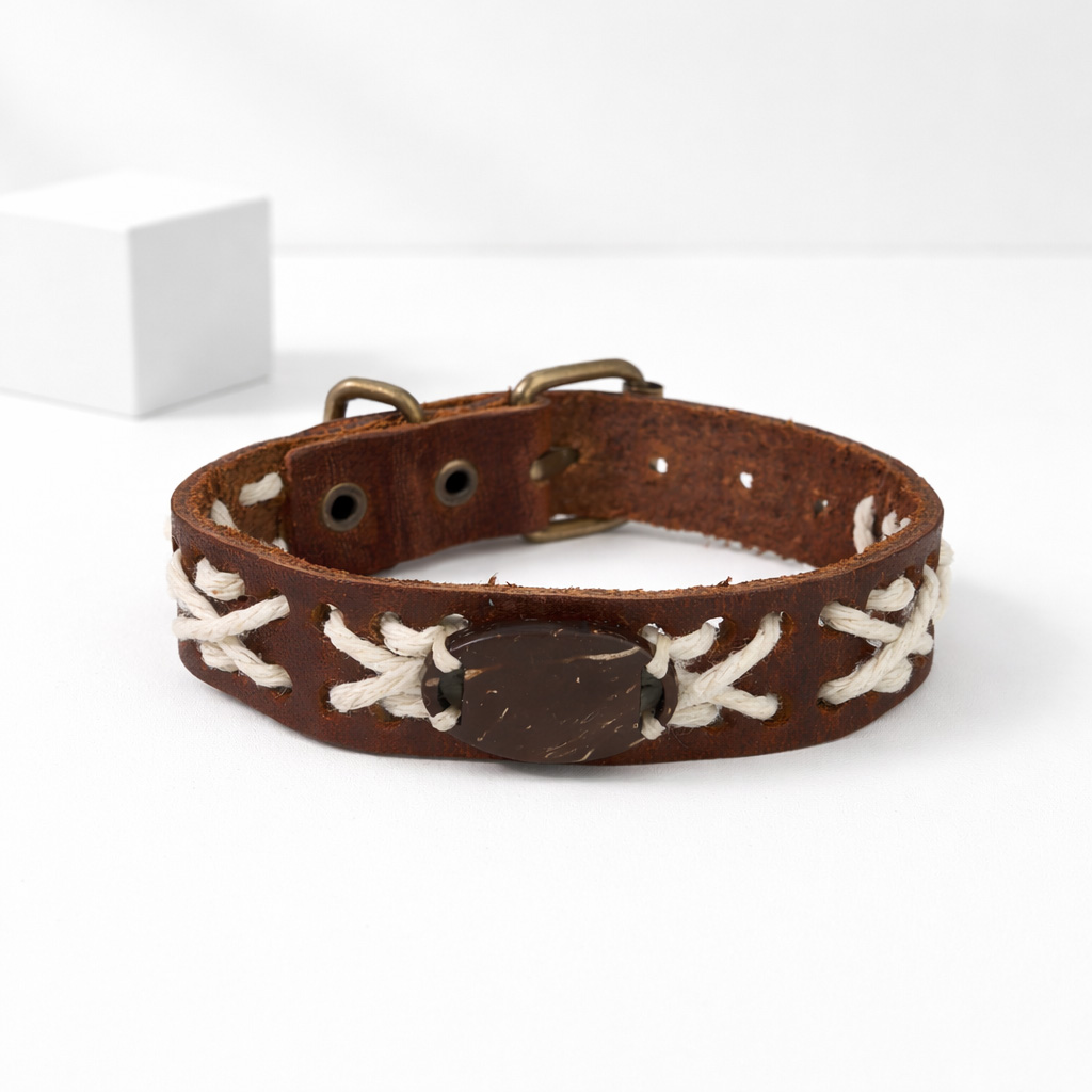 WiCard Brown Heritage Stitch NFC Bracelet
