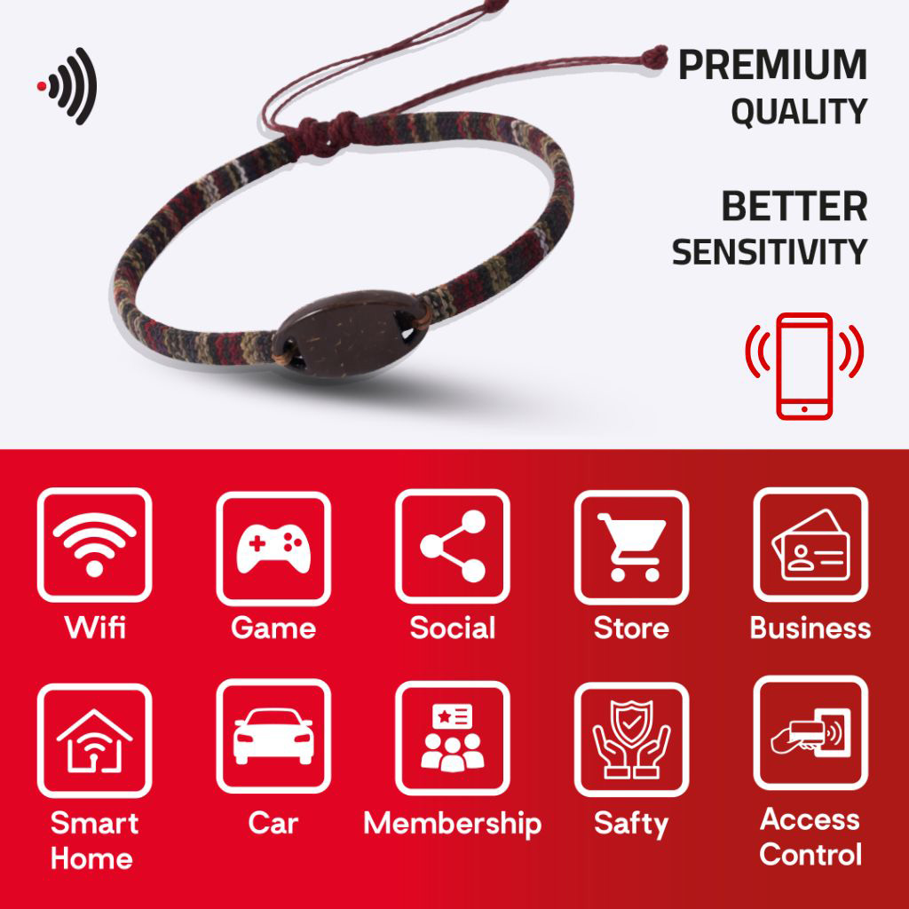 WiCard Burgundy Thread NFC Bracelet