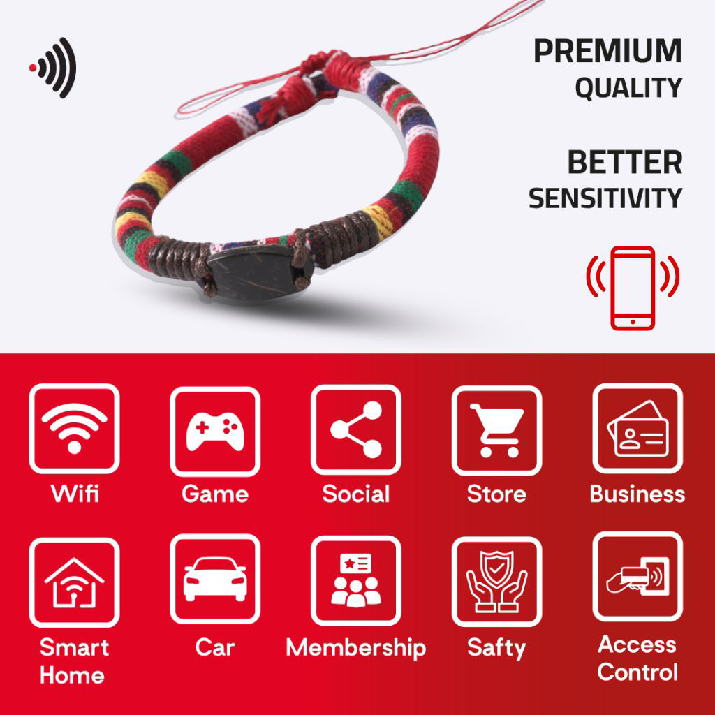 WiCard Red Urban Stripe NFC Bracelet