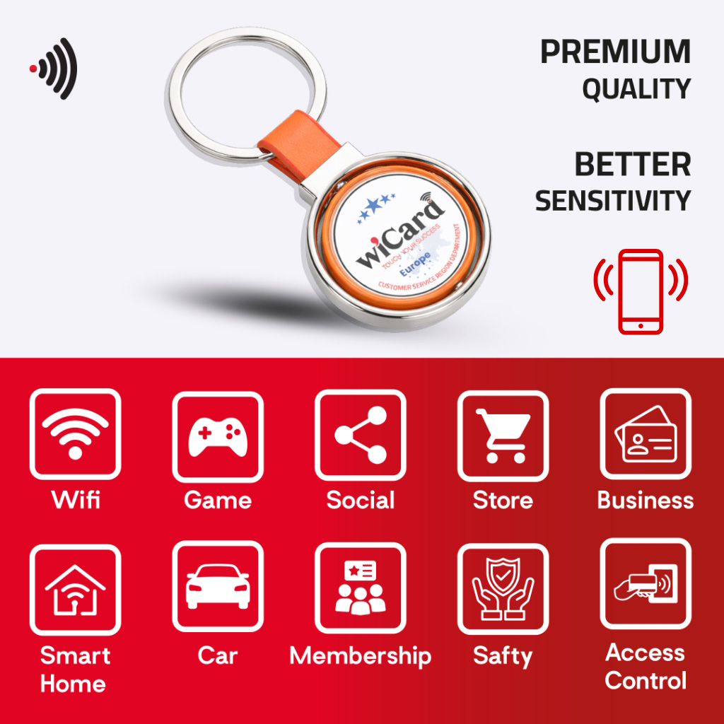 WiCard Orbit Orange NFC Keychain