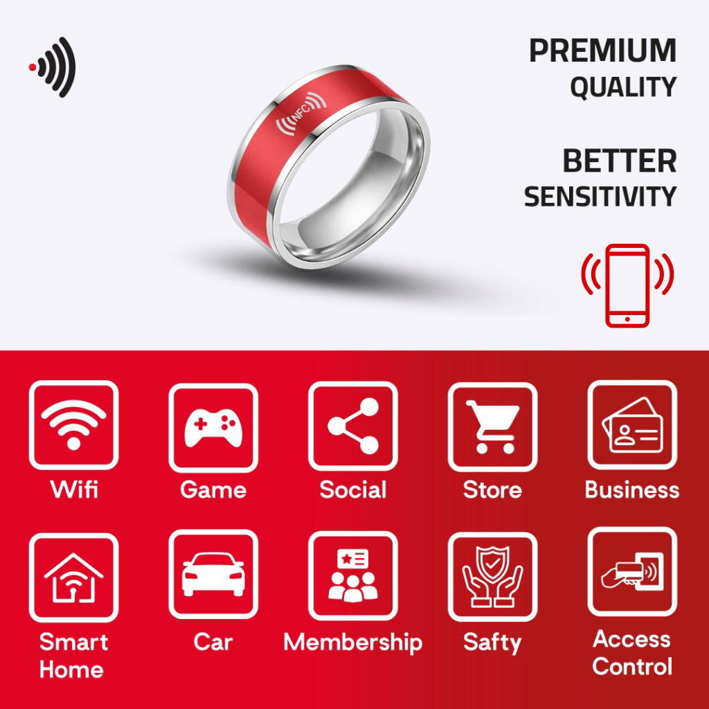 WiCard Crimson Pulse NFC Ring